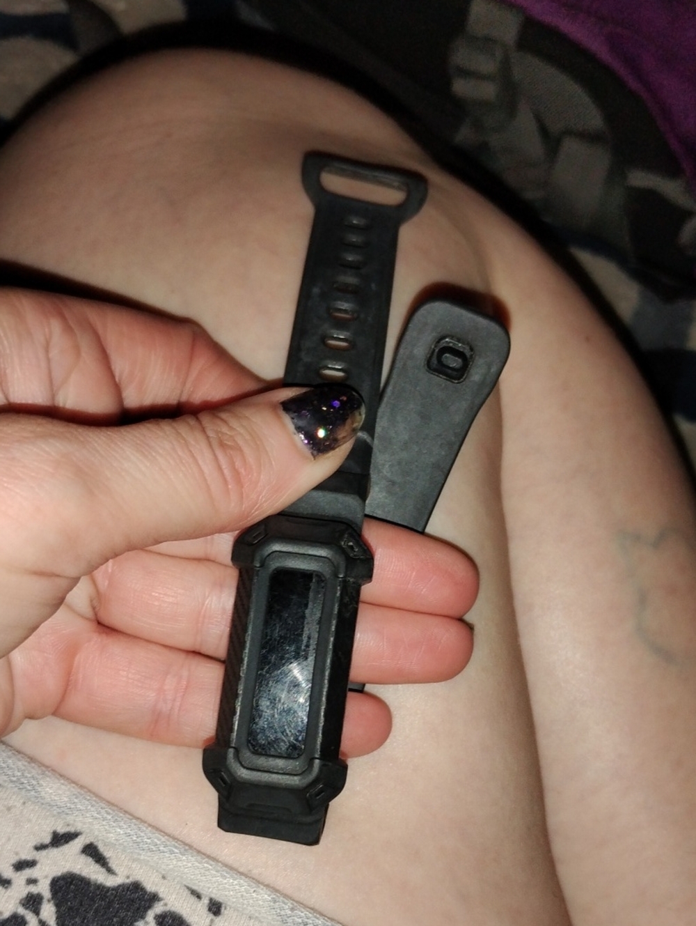 Black Fitness Tracker with Silicone Band